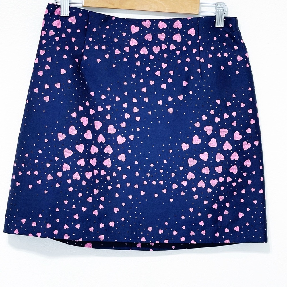 NWOT Lilly Pulitzer Adler Heart Print Navy Pink Skirt 8 in True Navy - Picture 3 of 6